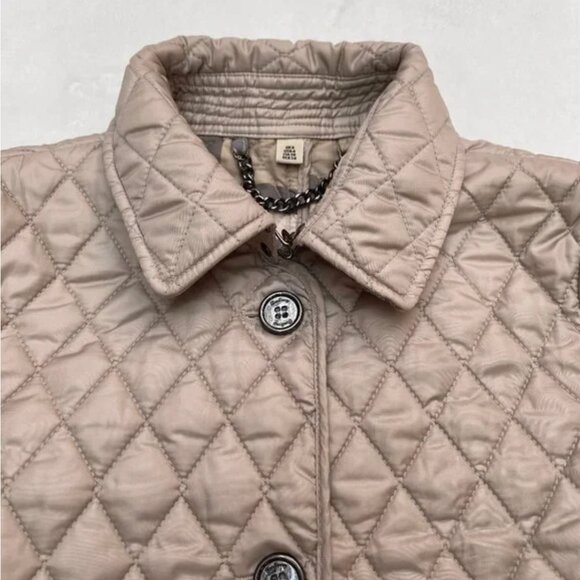 Auc Burberry COPFORD Brit Toupe Diamond Quilted Button Front Jacket S - Picture 8 of 13